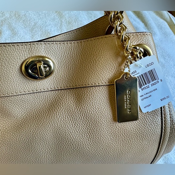 Coach Pebble Leather Eddie Shoulder Bag in Light Beechwood Color - Picture 10 of 14